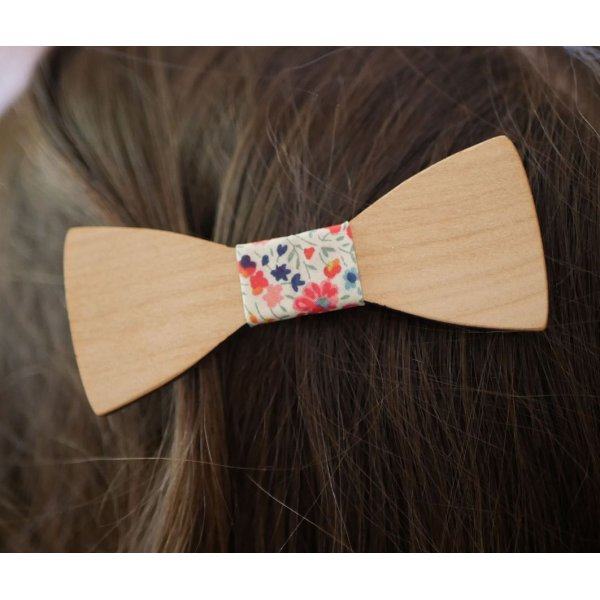 Pajarita de madera con cinta Liberty y madera, personalizable