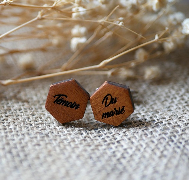 Gemelos hexagonales de madera para personalizar