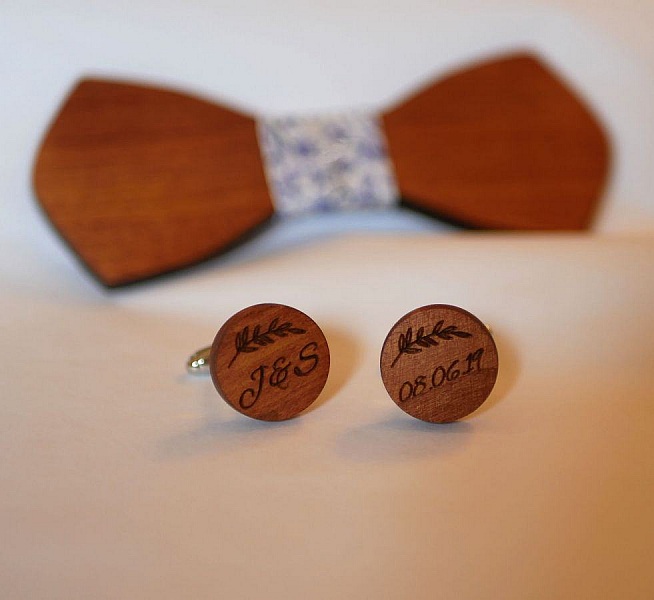 Gemelos de madera Cherry redondos para grabar 18mm