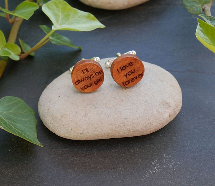 Gemelos de madera Cherry redondos para grabar 18mm