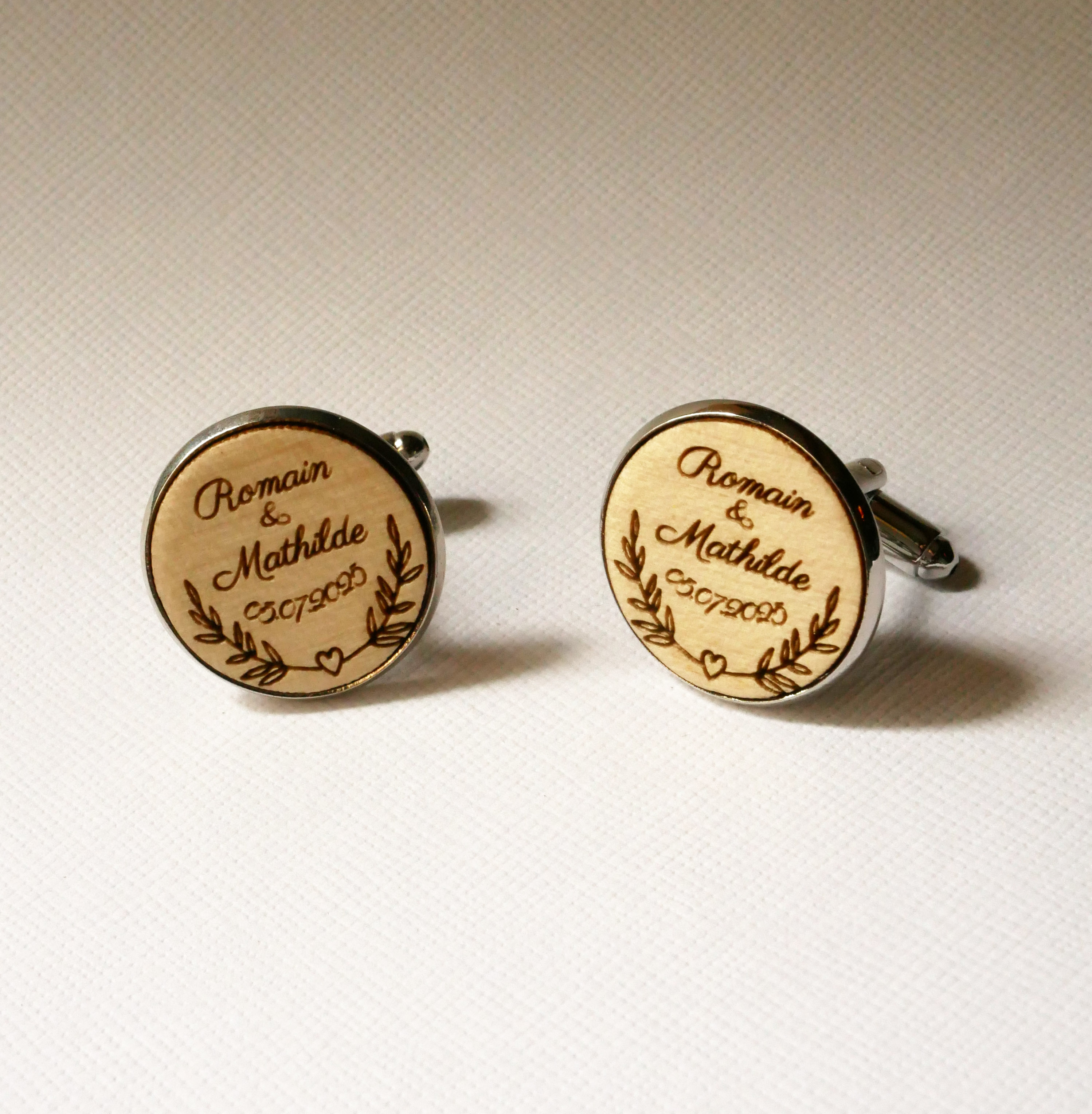 Gemelos cabujón madera fina 20mm personalizable