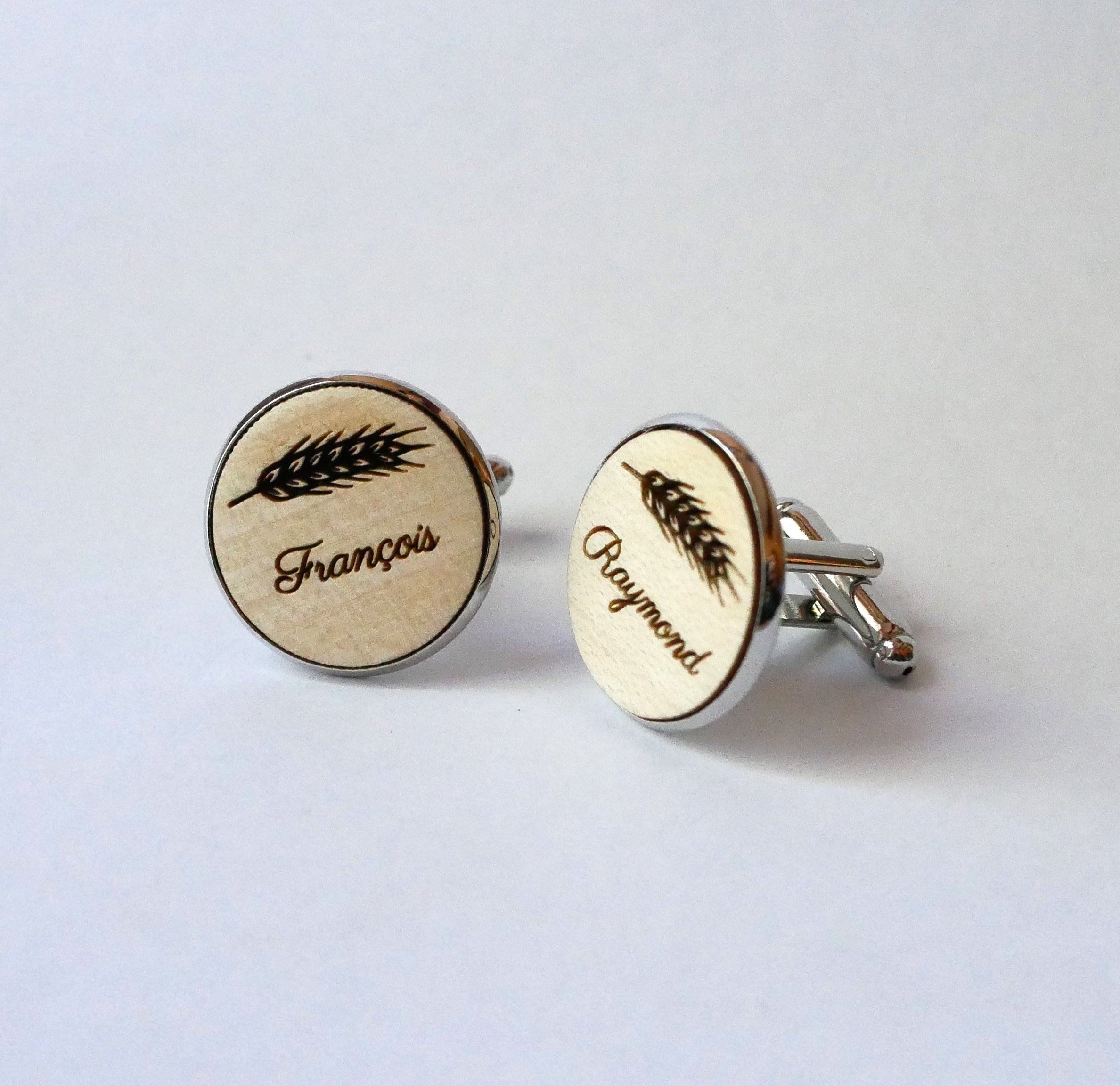 Gemelos cabuj&oacute;n madera fina 20mm personalizable