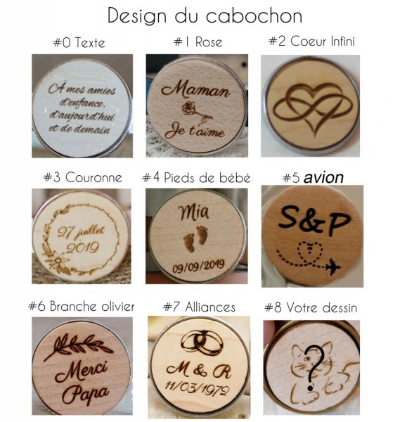 Pulsera con cabuj&oacute;n de madera para personalizar y metal plateado