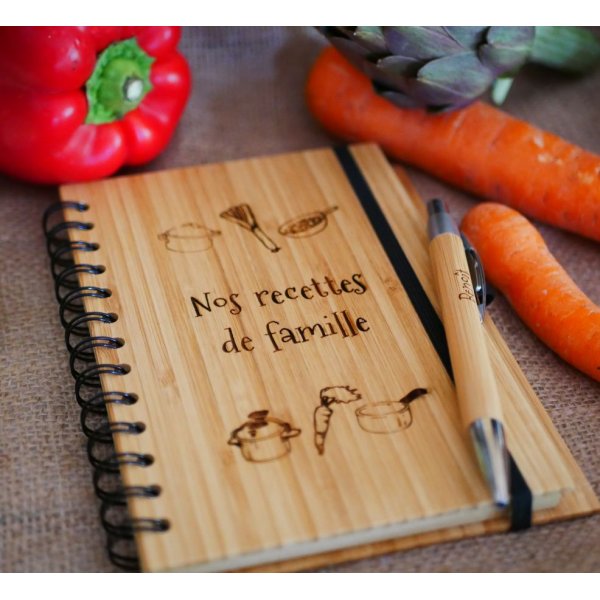 Cuaderno de madera Recetas de cocina para personalizar
