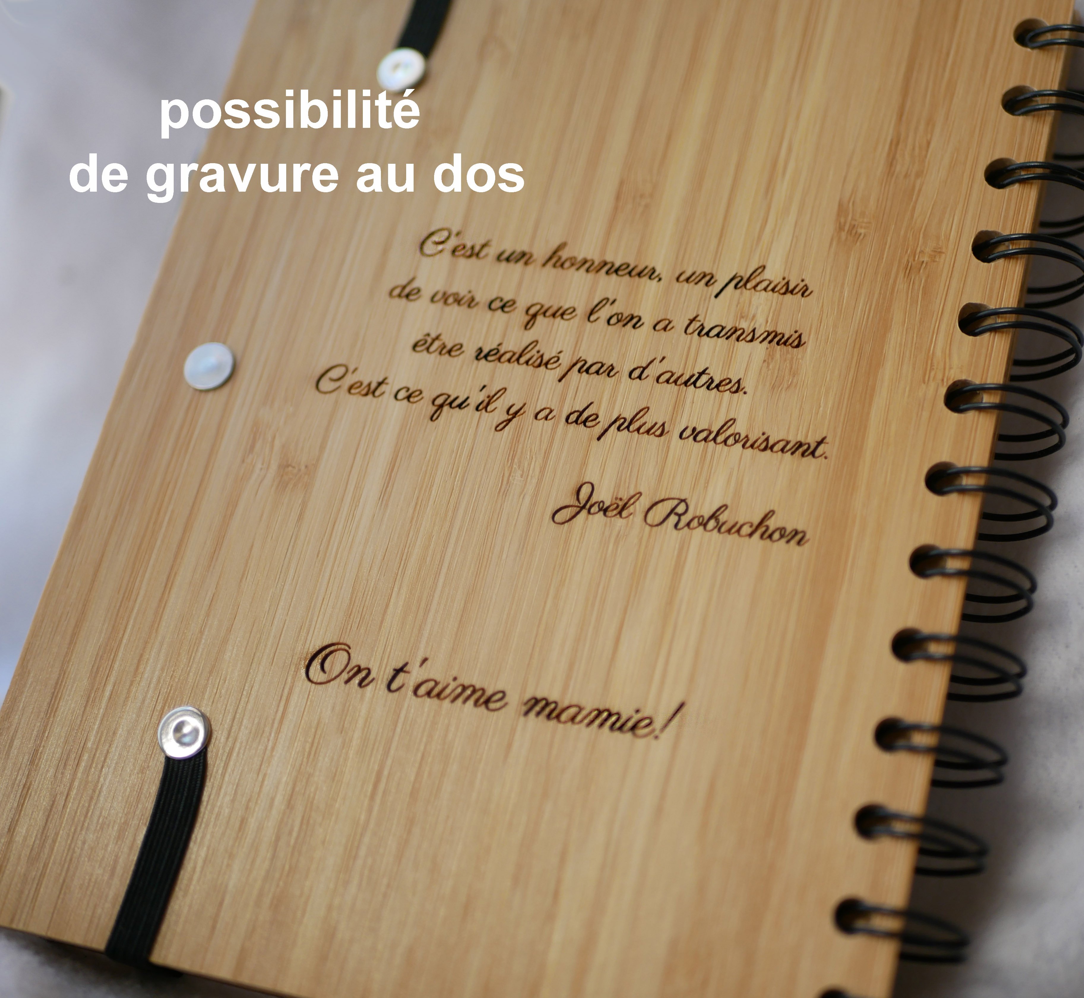 Cuaderno de madera Recetas de cocina para personalizar