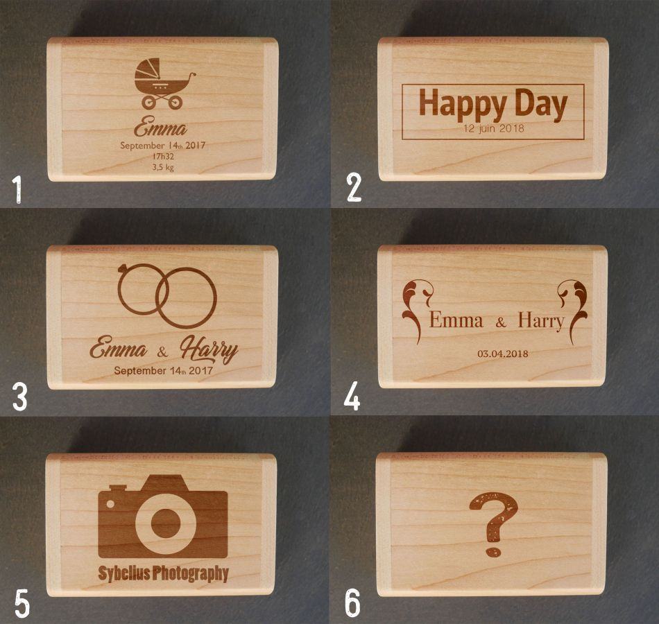 Memoria USB 2.0 de 32 GB en un estuche personalizado de madera de arce claro