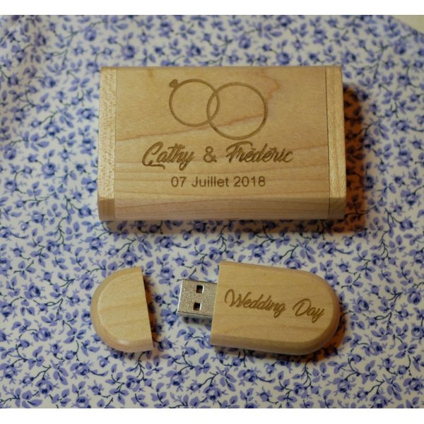 Memoria USB de bamb&uacute; 2.0 de 32 GB en estuche personalizado