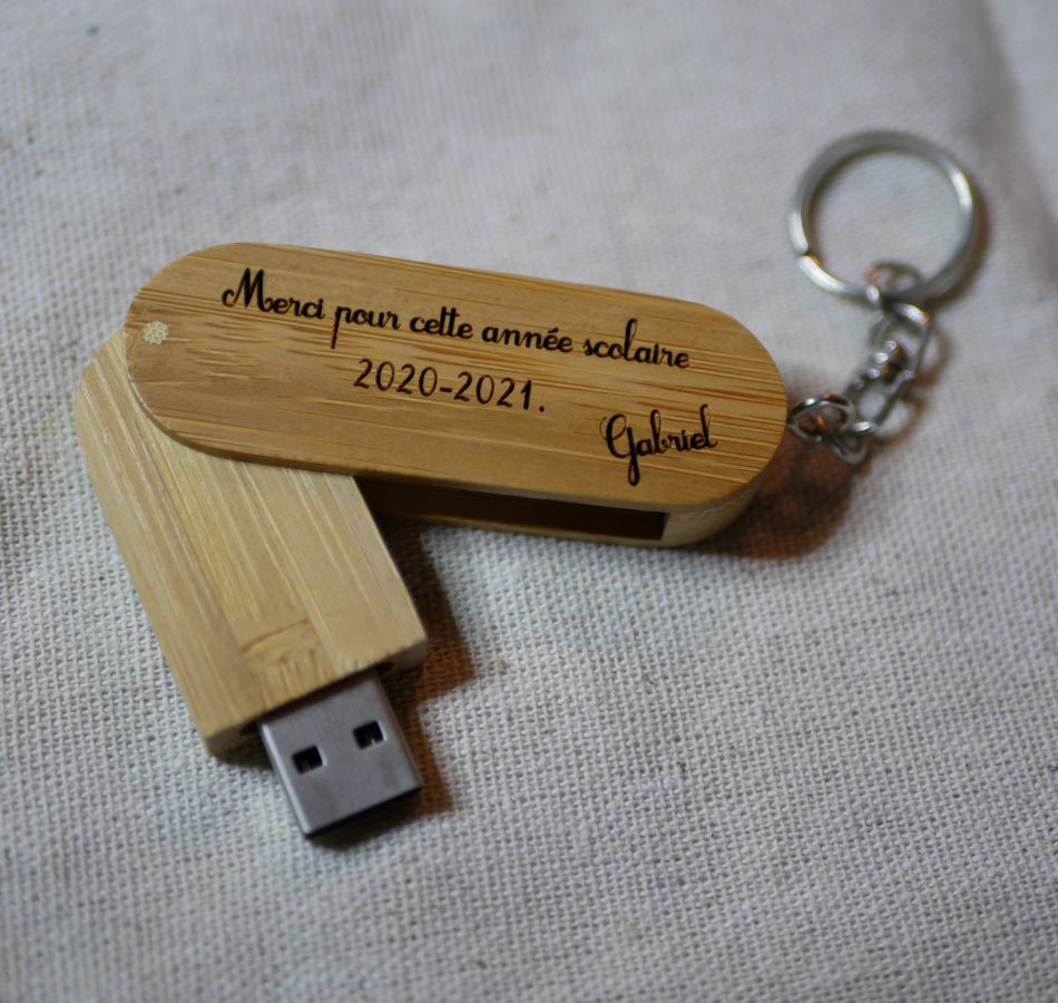 Llavero USB de bambú de 32 GB para grabar y personalizar