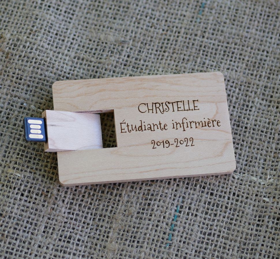 Llave USB grabada tarjeta de madera de arce para personalizar