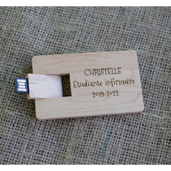 Llave USB grabada tarjeta de madera de arce para personalizar
