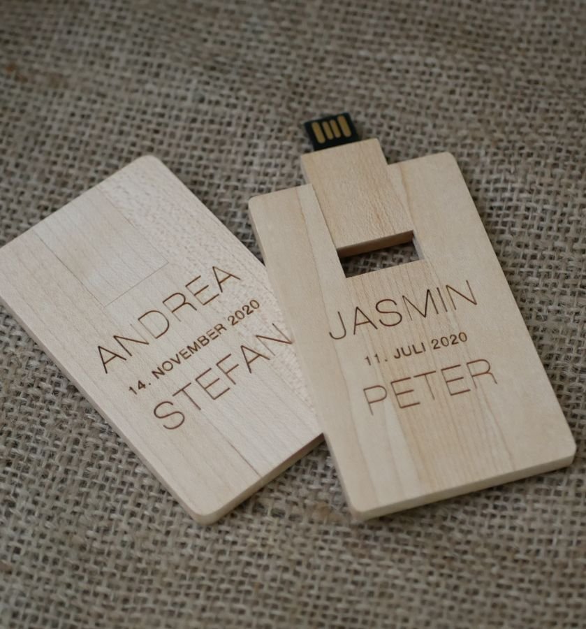 Llave USB grabada tarjeta de madera de arce para personalizar