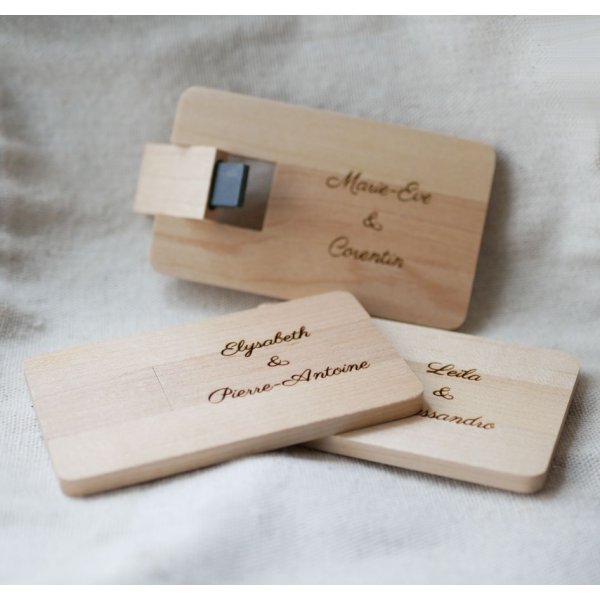 Llave USB grabada tarjeta de madera de arce para personalizar