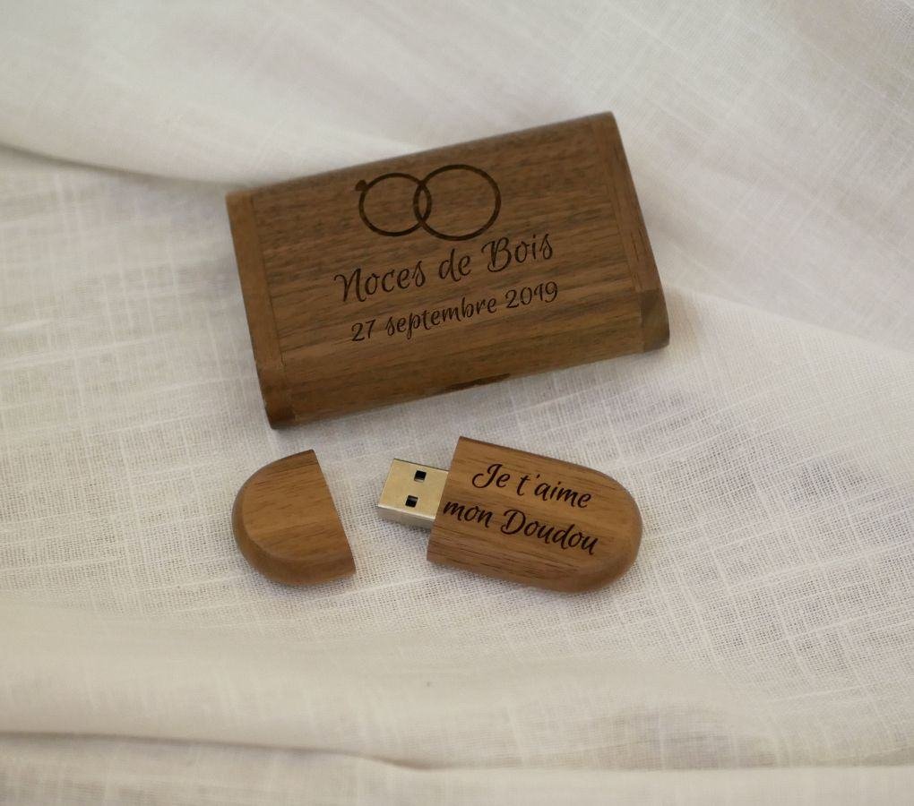 Memoria USB 3.0 de madera de nogal y funda, 32 GB, personalizable