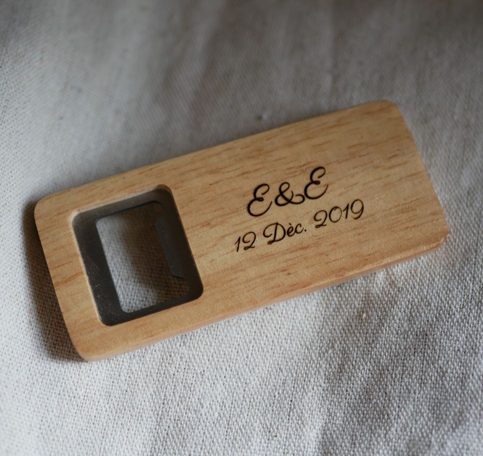 Abrebotellas de madera para personalizar, regalo de boda 