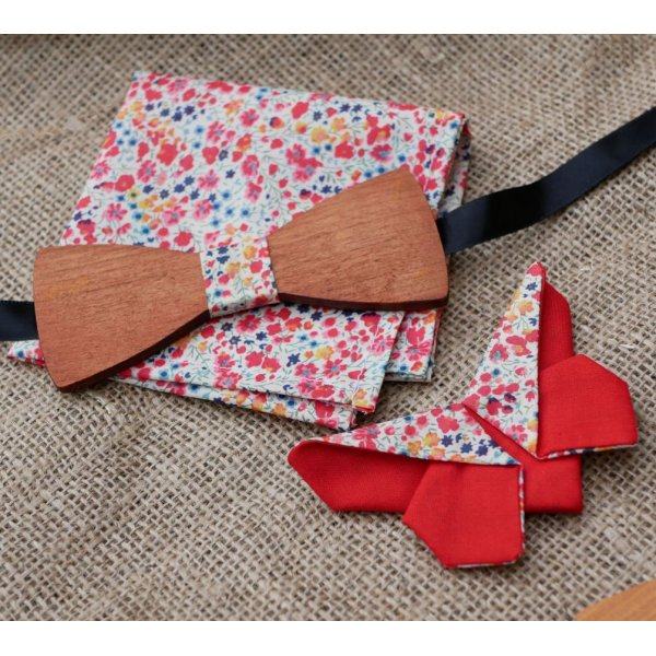 Set de lazo de madera Bolsa Broche mariposa Liberty