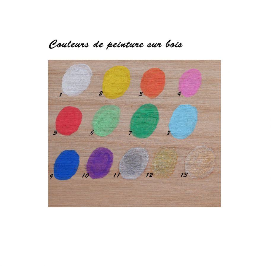 Pajarita de madera con corazón grabado y pintado para personalizar hecha en Francia