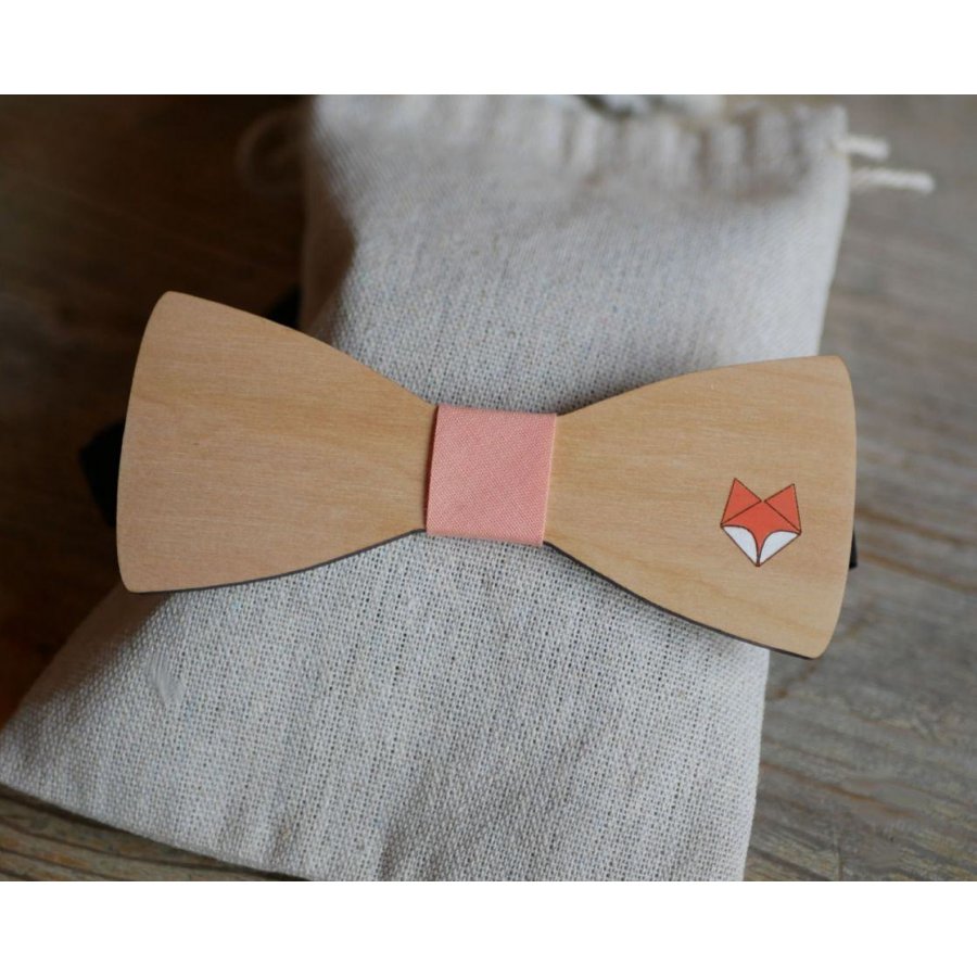 Pajarita de madera, diseño personalizable, grabada y pintada, fabricada en Francia