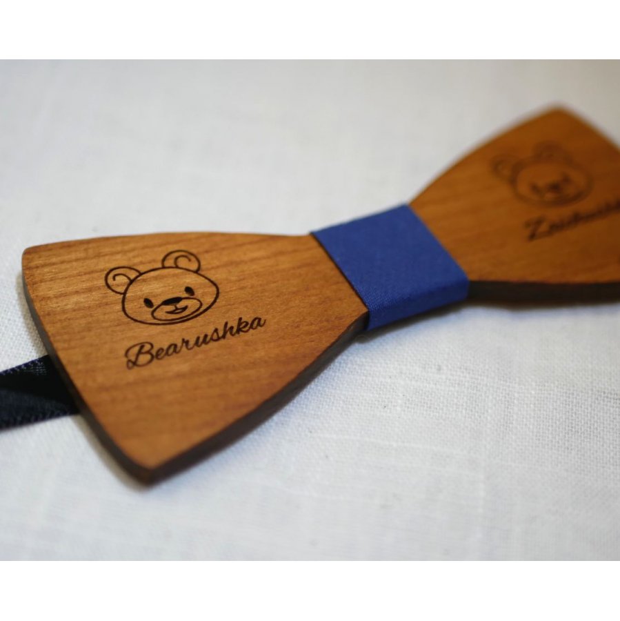 Pajarita de madera con el diseño de su elección grabado made in France