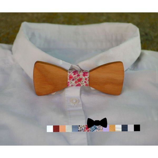 Pajarita infantil de madera clara para personalizar fabricada en Francia