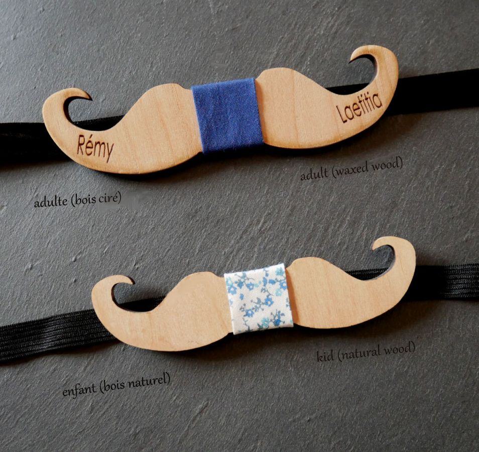 Pajarita de madera para niños Bigotes para personalizar