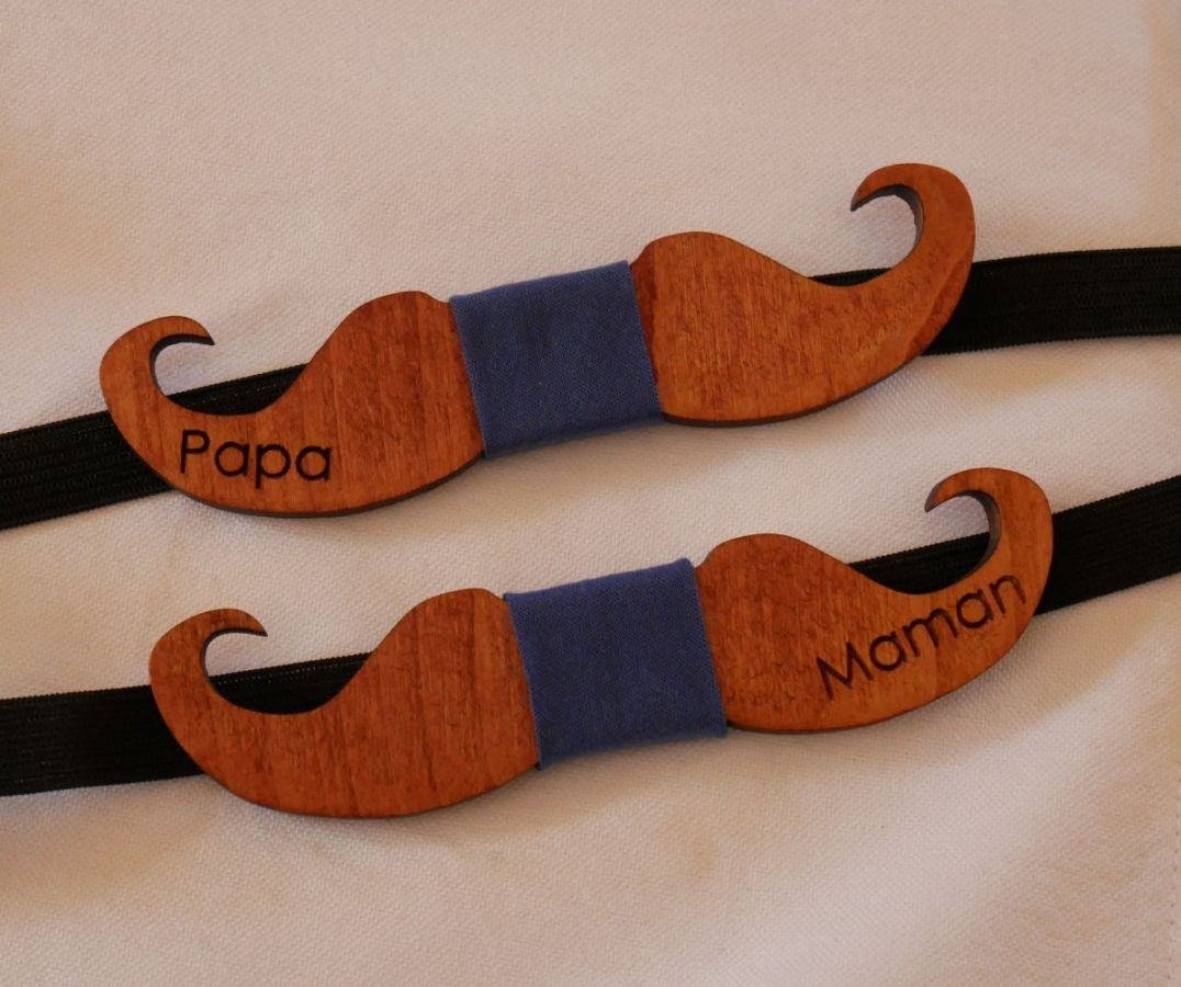 Pajarita de madera para niños Bigotes para personalizar