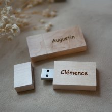 Llave USB rectangular de madera de 32 GB personalizable mediante grabado