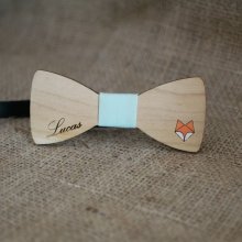 Pajarita de madera para niños con diseño grabado a elegir, fabricada en Francia